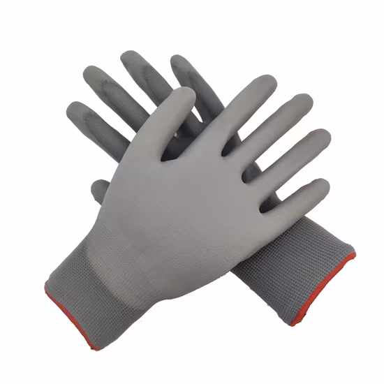 Grey PU Coated Personal Protection Anti Static PU Gloves for Gardening Safety Glove