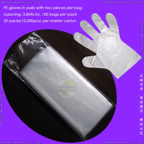 使い捨てPEプラスチック/ポリ/CPE/HDPE/LDPE/PVC/ビニール/検査/伸縮性手袋、伸縮性/透明/外科/医療/食品産業用検査手袋