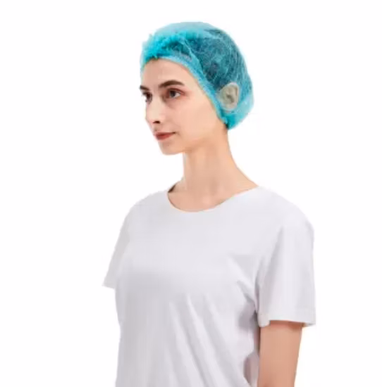 High-Quality Protective Disposable Non Woven Blue Color Bouffant Clip Mob Cap