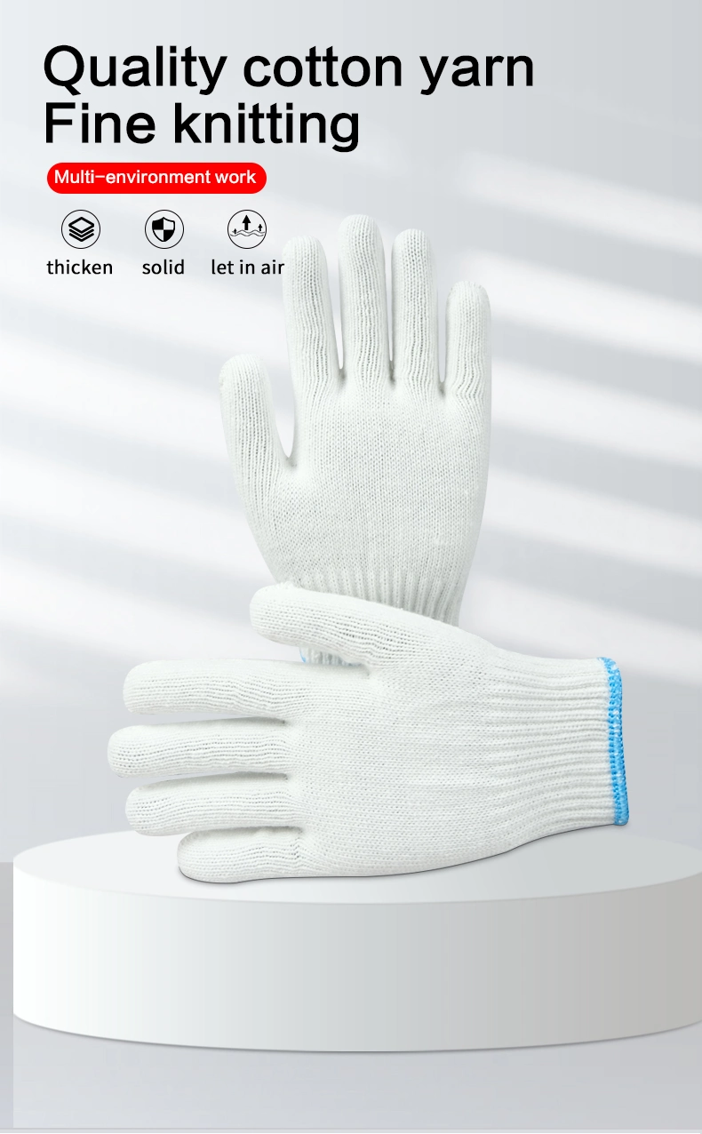 China Wholesale 30-60g/Pairs White Cotton Knitted Hand Glove Guante Safety Work Gloves