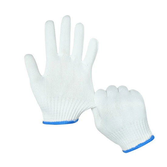 卸売白い綿ニット安全作業手袋 400-800 グラム/ダース Guantes