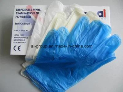 パウダー入り/PVCフリーの透明PVC医療用ビニール手袋（ISOおよびCE認定）