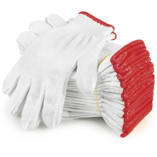 中国白いニット綿安全作業手袋 7/10 ゲージ建設/産業用手袋