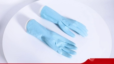 サポートされていない DIP 綿植毛防水ゴムラテックス家庭用食器洗い用手袋