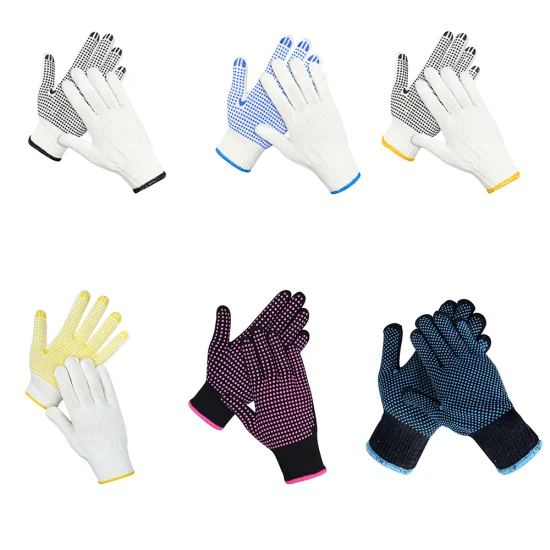 工業用綿ニット安全作業手袋 PVC 水玉/ドット手袋中国卸売
